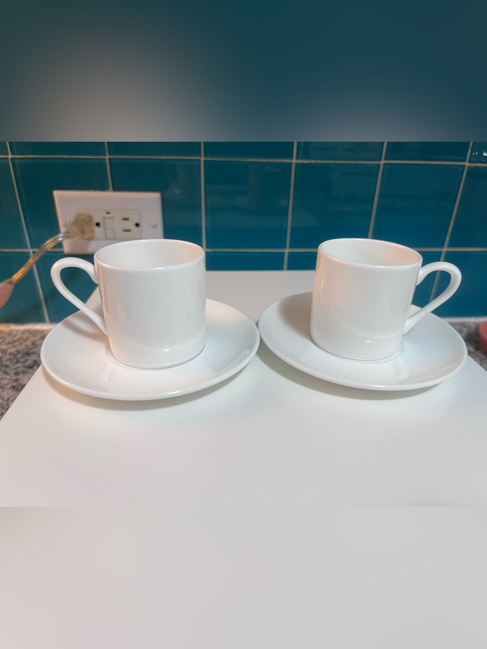 Fitz and Floyd Nevaeh White Fine Bone China Espresso Cup & Saucer Set